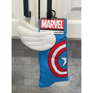Marvel Captain America Shield Winged Crew Socks One Size Blue Red White Bioworld